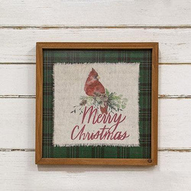 Merry Christmas Cardinal Frayed Fabric Print - The Fox Decor